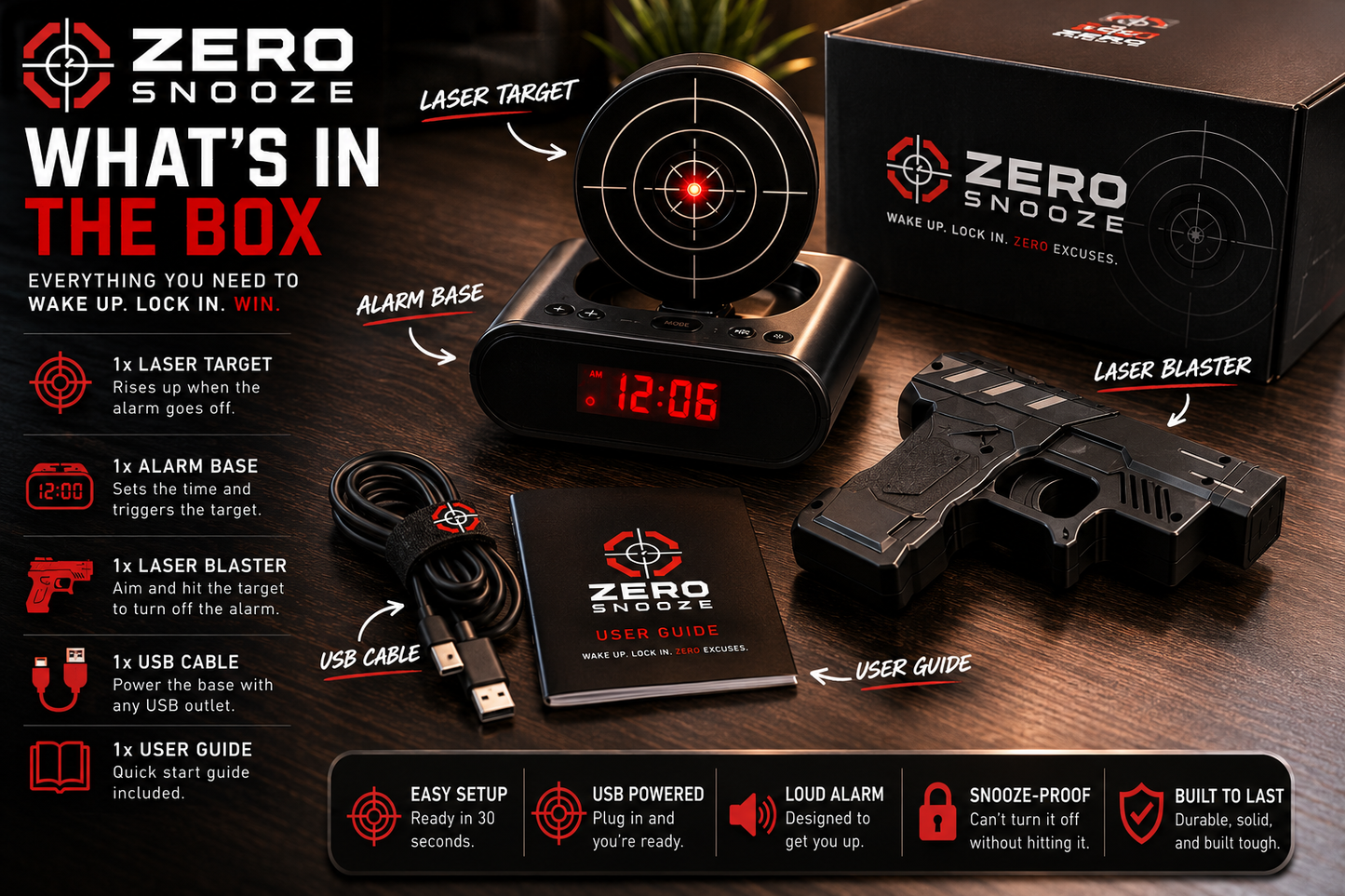 Zero Snooze™ Alarm Clock