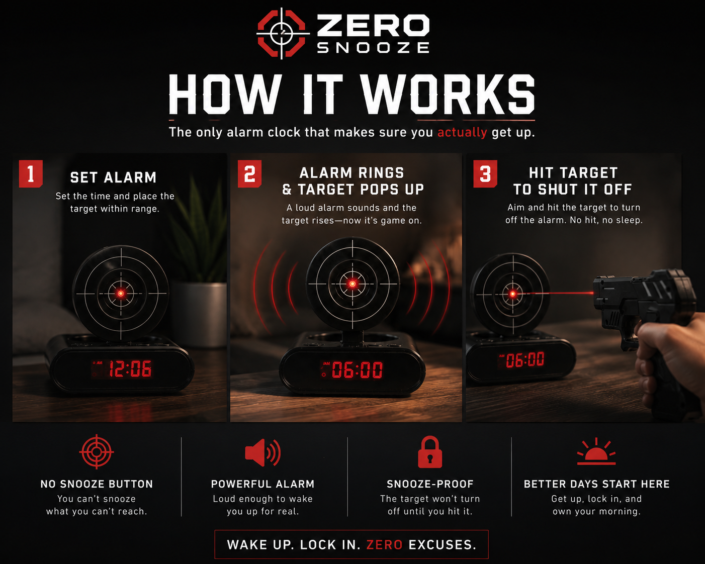 Zero Snooze™ Alarm Clock