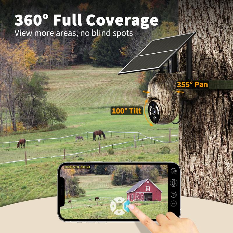 SecureView™ 4G LTE Solar Security Camera | 360° Pan-Tilt, 2K Night Vision